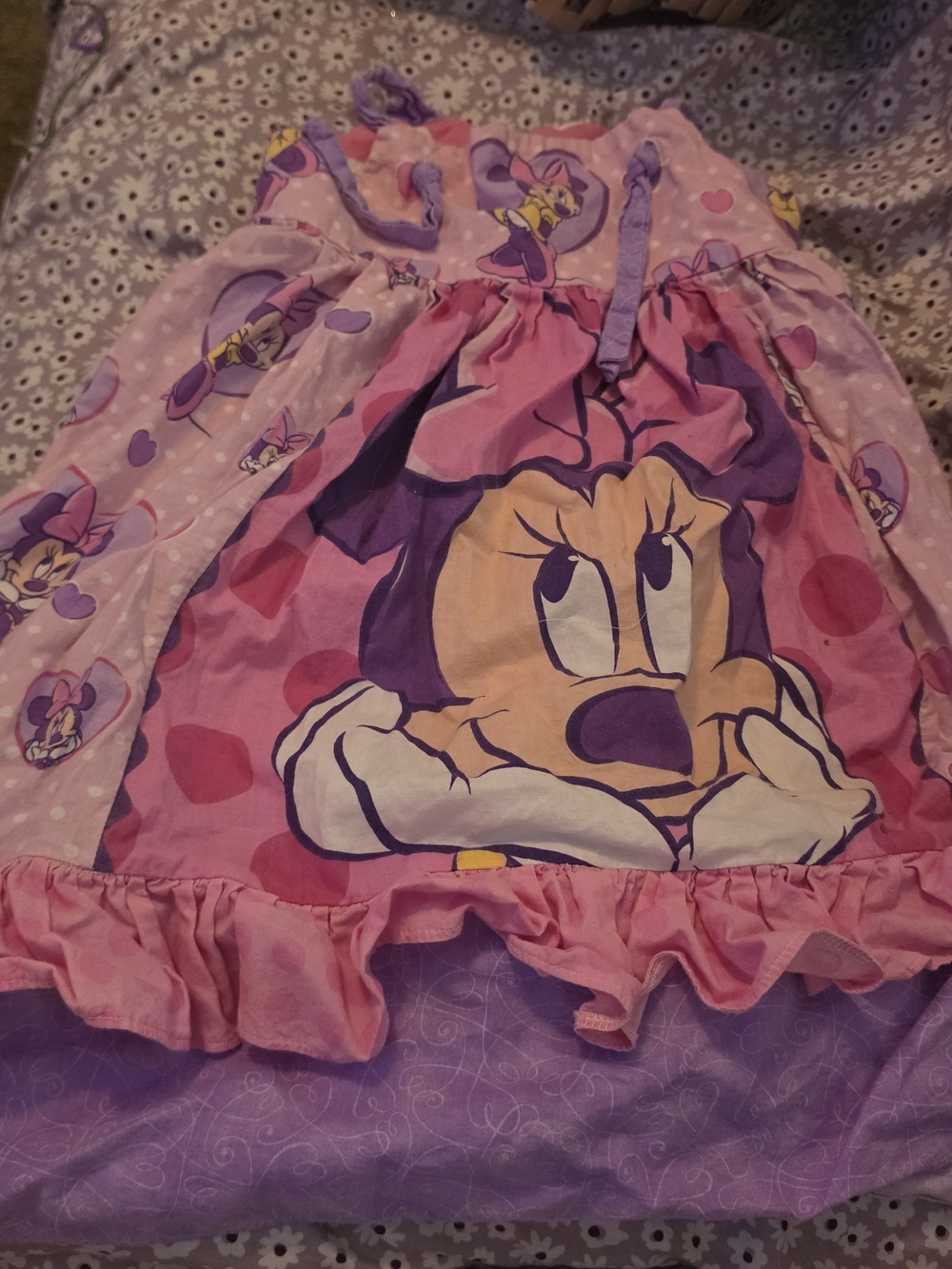 Disney Girls Pink Purple Minnie Mouse Sleeveless Dress